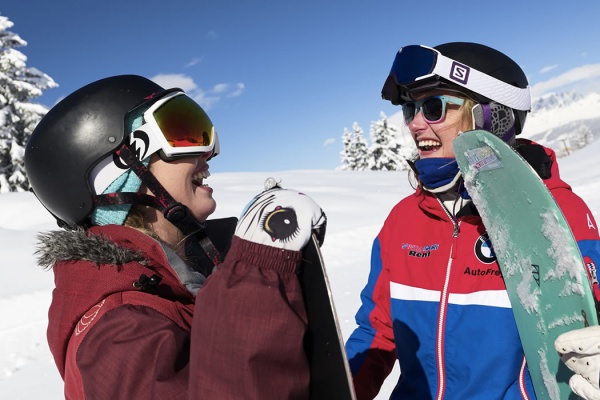 Exercise in the snowboard course